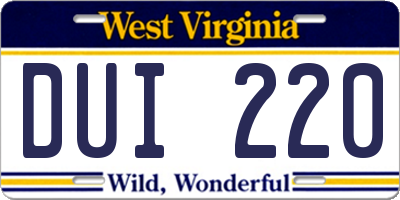 WV license plate DUI220