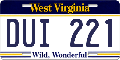 WV license plate DUI221