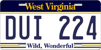 WV license plate DUI224