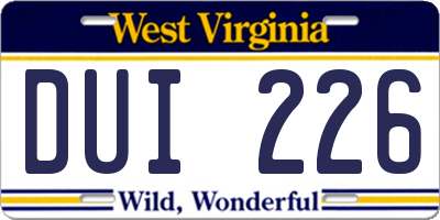 WV license plate DUI226