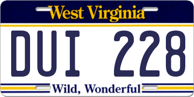 WV license plate DUI228
