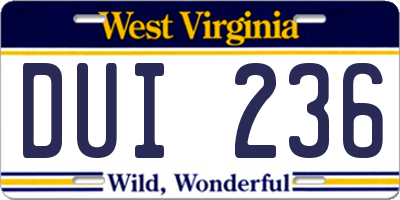 WV license plate DUI236