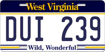WV license plate DUI239