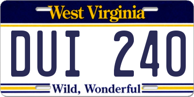 WV license plate DUI240