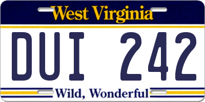 WV license plate DUI242