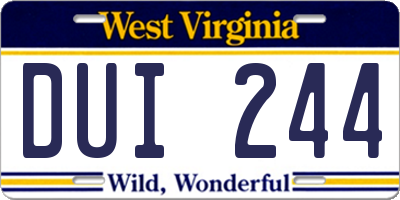 WV license plate DUI244