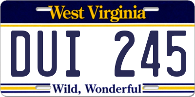 WV license plate DUI245