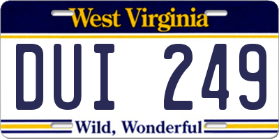 WV license plate DUI249