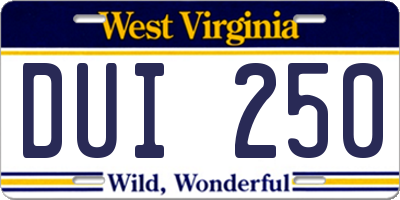 WV license plate DUI250