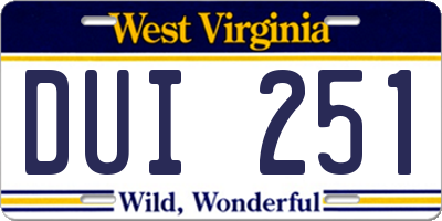WV license plate DUI251