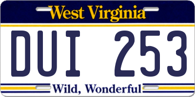 WV license plate DUI253