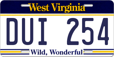 WV license plate DUI254