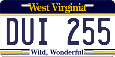 WV license plate DUI255