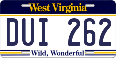 WV license plate DUI262