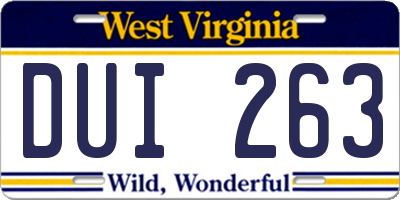 WV license plate DUI263
