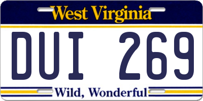 WV license plate DUI269