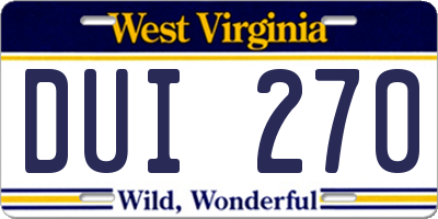 WV license plate DUI270