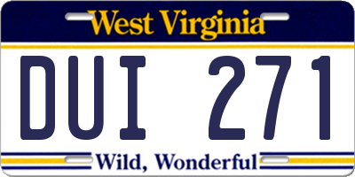 WV license plate DUI271