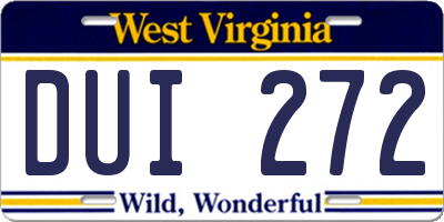 WV license plate DUI272