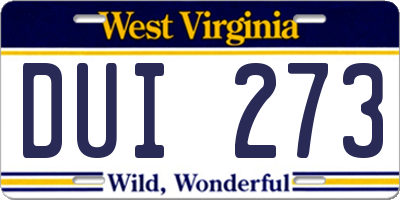 WV license plate DUI273
