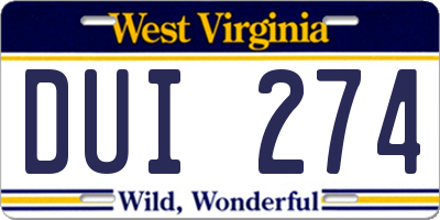 WV license plate DUI274