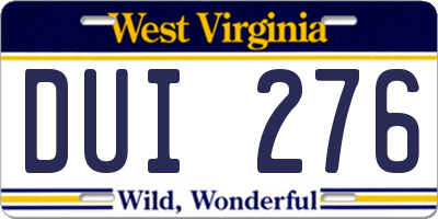 WV license plate DUI276