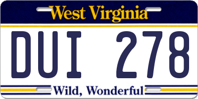 WV license plate DUI278