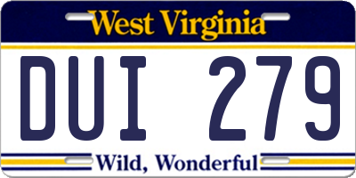 WV license plate DUI279