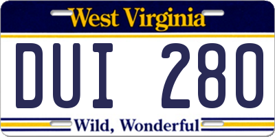 WV license plate DUI280