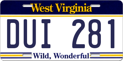 WV license plate DUI281