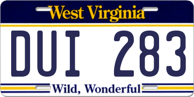 WV license plate DUI283