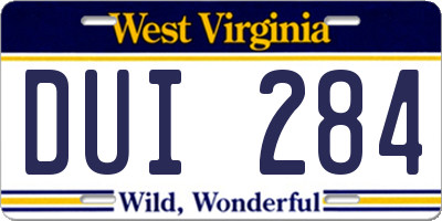 WV license plate DUI284