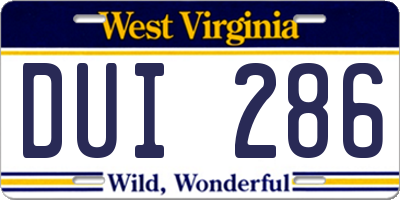WV license plate DUI286