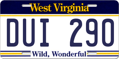 WV license plate DUI290