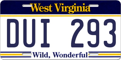 WV license plate DUI293