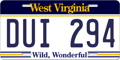 WV license plate DUI294