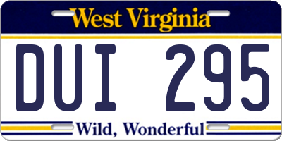 WV license plate DUI295