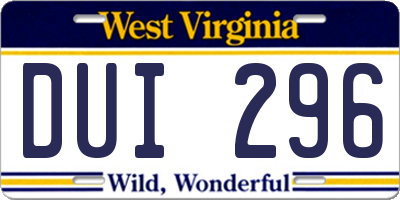 WV license plate DUI296
