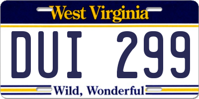 WV license plate DUI299