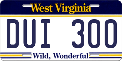WV license plate DUI300