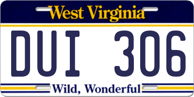 WV license plate DUI306