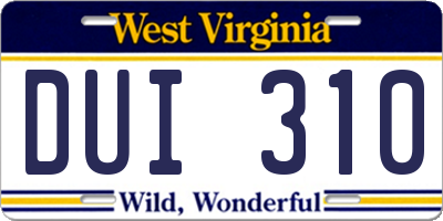 WV license plate DUI310