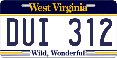 WV license plate DUI312