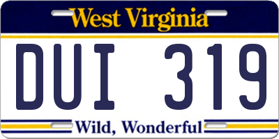 WV license plate DUI319