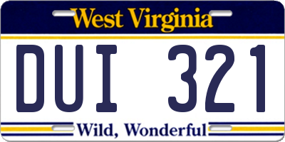 WV license plate DUI321