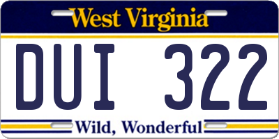 WV license plate DUI322