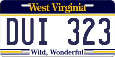 WV license plate DUI323