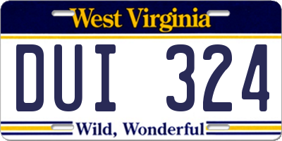 WV license plate DUI324