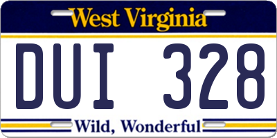 WV license plate DUI328