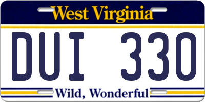 WV license plate DUI330